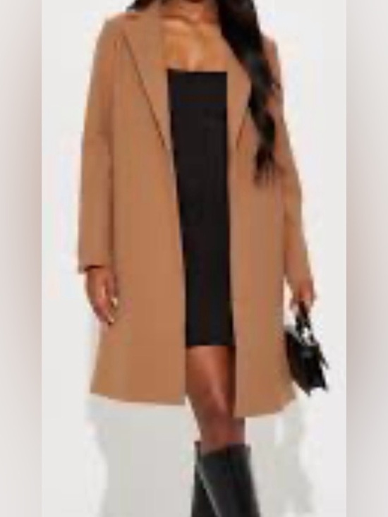 Fashion Nova Jackets & Blazers - Fashion Nova open front, wide Lapels faux wool long  coat size medium